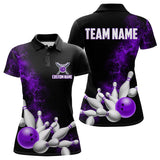 Maxcorners Custom Purple Strike Bowling Polo Shirts For Men Bowling Team Jerseys Bowling League Shirts LM113