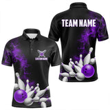 Maxcorners Custom Purple Strike Bowling Polo Shirts For Men Bowling Team Jerseys Bowling League Shirts LM113