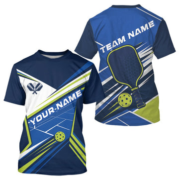 Maxcorners Custom Blue And Green Pickleball Team Jersey, Pickleball Men T-Shirts LM0609