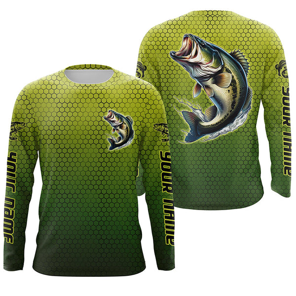 Maxcorners Bass Fishing Custom Long Sleeve Tournament Fishing Shirts, Bass Fisherman Fishing Jerseys LM2408