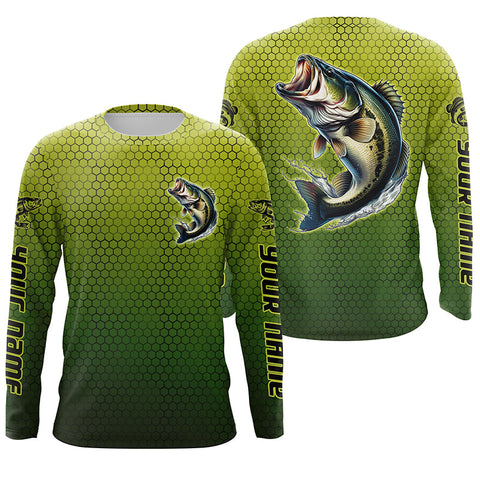 Maxcorners Bass Fishing Custom Long Sleeve Tournament Fishing Shirts, Bass Fisherman Fishing Jerseys LM2408