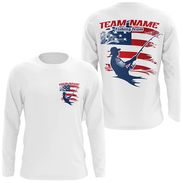 Maxcorners Custom Patriotic Fisherman Long Sleeve Tournament Fishing Shirts, Patriotic Fishing Team Jerseys LM2408