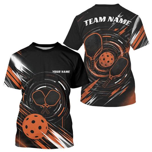 Maxcorners Custom Back And Orange Pickleball Team Men T-Shirts, Pickleballer Jersey LM0609