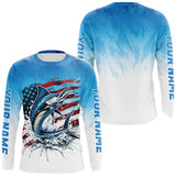 Maxcorners Custom Patriotic Marlin Long Sleeve Fishing Shirts, American Flag Marlin Saltwater Fishing Shirt MT2108