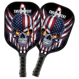 Maxcorners American Flag Skull Custom Us Pickleball Paddle, Patriotic Pickleball Paddle Halloween Pickleball Gifts