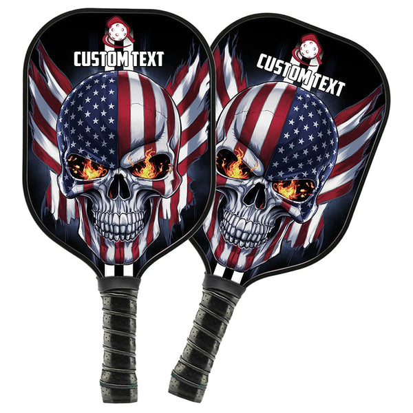 Maxcorners American Flag Skull Custom Us Pickleball Paddle, Patriotic Pickleball Paddle Halloween Pickleball Gifts