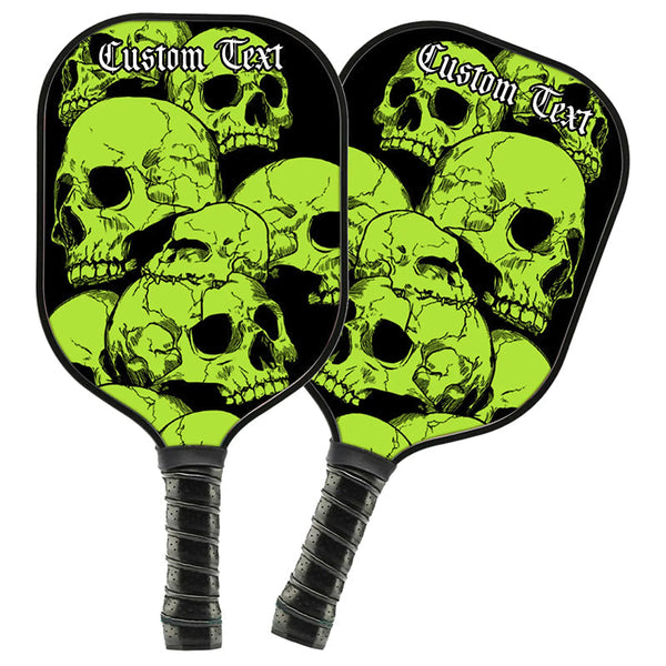 Maxcorners Black And Green Skulls Customized Picklebal Paddle, Team Pikcleball Paddles Halloween Pickleball Gifts