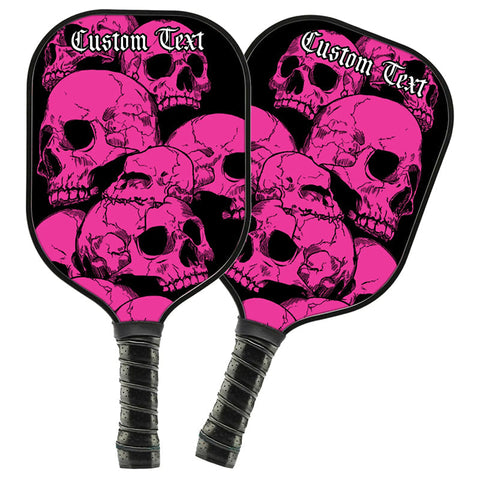 Maxcorners Black And Pink Skulls Customized Picklebal Paddle, Team Pikcleball Paddles Halloween Pickleball Gifts