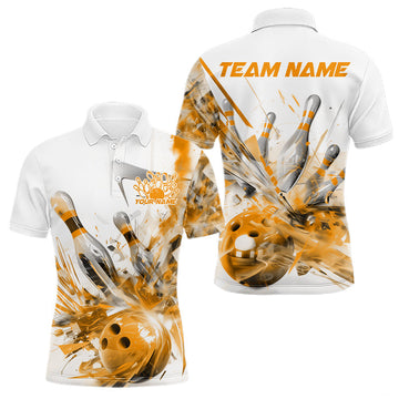Maxcorners Custom Black And Yellow Men Bowling Team Shirts, Bowling League Shirt Bowlers Outfit LM2602