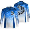 Maxcorners Custom Bass Long Sleeve Tournament Fishing Shirts, Blue Wave Camo Bass Fishing Jerseys LM0201