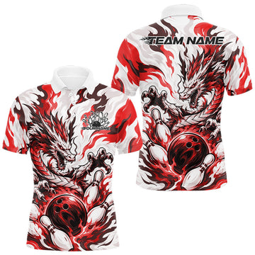 Maxcorners Red Custom Dynamic Flame Dragon Bowling Jerseys For Men, Women And Kid, Bowling Team League Shirt Bowler Outfit