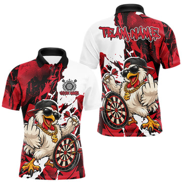 Maxcorners Custom Red Camo Funny Chicken Dart Polo Shirt For Men, Hiphop Dart Jersey LM1910