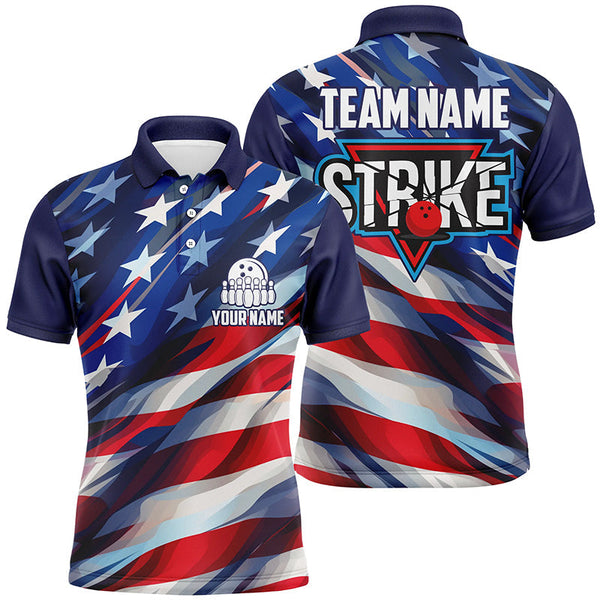 Maxcorners American Flag Strike Bowling Patriotic Customized Name And Team Name 3D Shirt