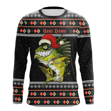 Maxcorners Ugly sweater pattern Christmas Bass Fishing Custom All over Shirts, Mery Fishmas shirt fishing gifts LM0201