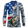 Maxcorners Custom American Flag Bass Fishing Long Sleeve Shirts, Bass Fishing Camo Tournament Fishing Jerseys LM0201