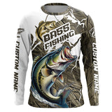 Maxcorners Largemouth Bass Fishing Custom Long Sleeve Tournament Shirts, Camouflage Bass Fishing Jerseys LM2408