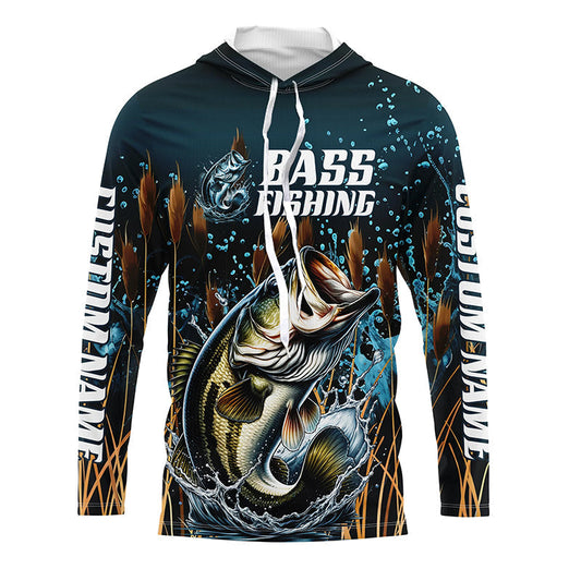 Maxcorners Bass Fishing Customized Long Sleeve Tournament Fishing Shirts, Largemouth Bass Fishing Jerseys LM0201