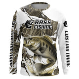 Maxcorners Grass Camo Custom Smallmouth Bass Fishing Long Sleeve Fishing Shirts, Smallmouth Fishing Apparel LM2408