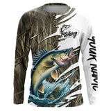 Maxcorners Walleye Fishing Custom Camo Long Sleeve Fishing Shirts, Walleye Fishing Tournament Apparel MT2108