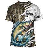 Maxcorners Walleye Fishing Custom Camo Long Sleeve Fishing Shirts, Walleye Fishing Tournament Apparel MT2108