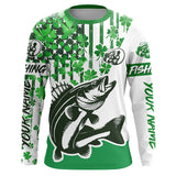 Maxcorners Custom Name St Patrick'S Day Walleye Long Sleeve Fishing Shirts, Patriotic Walleye Jerseys 1 LM2408