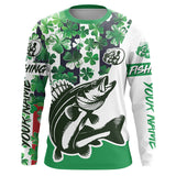 Maxcorners Custom Name St Patrick'S Day Walleye Long Sleeve Fishing Shirts, Patriotic Walleye Jerseys LM2408