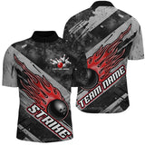 Maxcorners Black And Red Flame Bowling Ball Custom Team Shirts For Men And Women, Tournament Team Jerseys