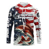 Maxcorners Custom Redfish Fishing American Flag Long Sleeve Fishing Shirts, Patriotic Redfish Fishing Shirts LM0501