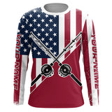 Maxcorners Personalized American Flag Fishing Rods Long Sleeve Fishing Shirts Patriotic Fishing Shirts MT2108