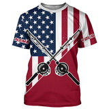Maxcorners Personalized American Flag Fishing Rods Long Sleeve Fishing Shirts Patriotic Fishing Shirts MT2108