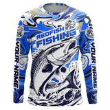 Maxcorners Redfish Fishing Custom Performance Long Sleeve Uv Shirts, Saltwater Camo Fishing Shirt | Blue LM2408