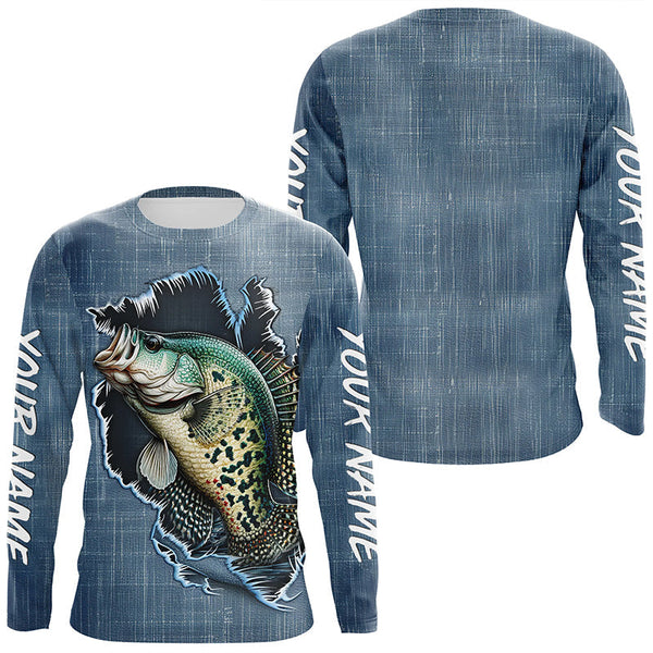 Maxcorners Custom Crappie Long Sleeve Tournament Fishing Shirts, Crappie Fishing All Over Printed Shirt LM2408