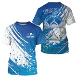 Maxcorners Custom Blue And White Pickleball Polo Shirts For Men, Pickleball Heartbeat Pulse Line Shirt