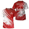 Maxcorners Custom Red And White Pickleball Polo Shirts For Men, Pickleball Heartbeat Pulse Line Shirt