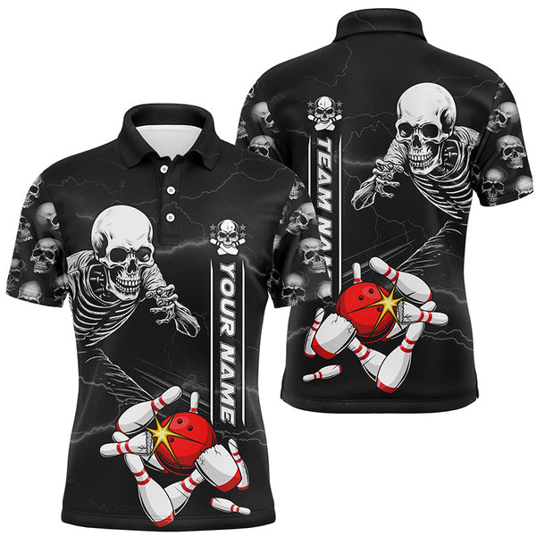 Maxcorners Halloween Skeleton Team Bowling Customized Name And Team Name 3D Shirt