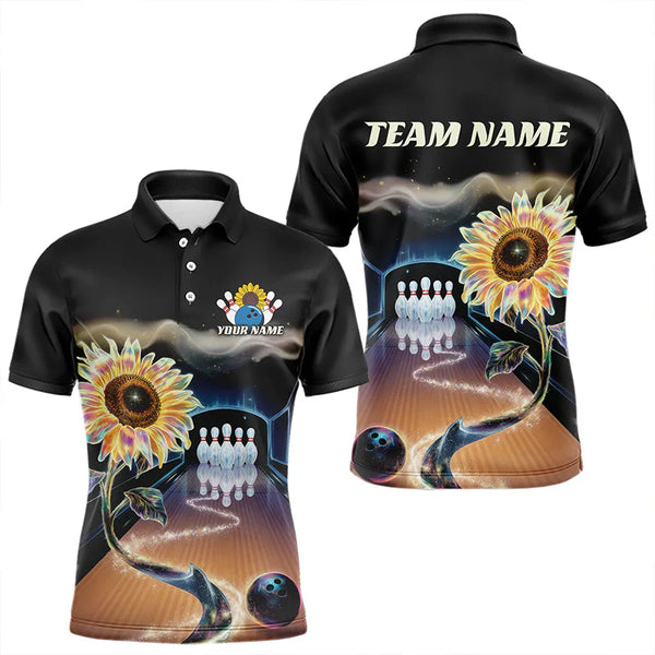 Maxcorners Custom Sunflower Bowling Polo Shirts For Men And Women, Sunflower Bowling Tournament Team Shirt