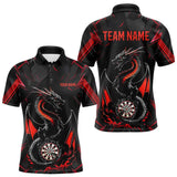 Maxcorners Custom Black And Red Dragon Dart Polo Shirts For Men, Dart Jerseys Dart Tournament Shirt