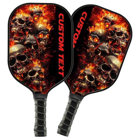 Maxcorners Red Flame Custom Skull Pickleball Paddle For Team, Halloween Pickleball Gifts For Men And Women