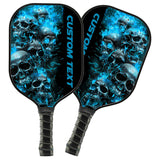 Maxcorners Blue Flame Custom Skull Pickleball Paddle For Team, Halloween Pickleball Gifts For Men And Women