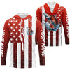 Maxcorners Custom Redfish Long Sleeve Tournament Fishing Shirts, Grunge American Flag Patriotic Fishing Shirts LM0501