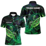 Maxcorners Custom Black And Green Skeleton Dart Polo Shirts For Men, Skull Dart Team League Shirts