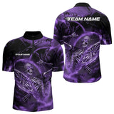 Maxcorners Custom Black And Purple Skeleton Dart Polo Shirts For Men, Skull Dart Team League Shirts