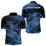 Maxcorners Custom Black And Blue Skeleton Dart Polo Shirts For Men, Skull Dart Team League Shirts