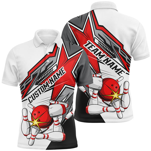 Max Corner Bowling and Pins Bowling Star Racing Pattern Multicolored Bowling jerseys Custom Name And Team 3D Polo Shirt