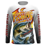 Maxcorners Custom Largemouth Bass Flame Fishing Shirts, Bass Long Sleeve Fishing Jerseys Fishing Gifts LM2408
