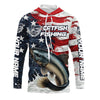 Maxcorners Catfish Fishing Custom Long Sleeve Fishing Shirts, American Flag Patriotic Catfish Fishing Shirts LM0501