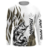 Maxcorners Bass Fishing Camo Tattoo Custom Long Sleeve Fishing Shirts, Bass Tournament Fishing Shirt LM0201