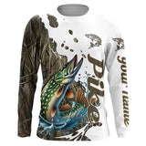 Maxcorners Grass Lake Camo Custom Pike Fishing Long Sleeve Shirts, Pike Tournament Fishing Shirt MT2108