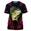 Maxcorners Angry Bass Fishing Custom Long sleeve Fishing Shirts, Bass fish reaper fishing jerseys | red LM0201