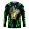 Maxcorners Angry Bass Fishing Custom Long sleeve Fishing Shirts, Bass fish reaper fishing jerseys | green LM0201